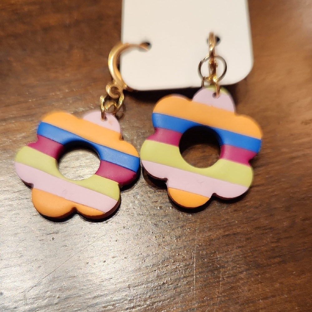 Colorful Striped Flower Earrings